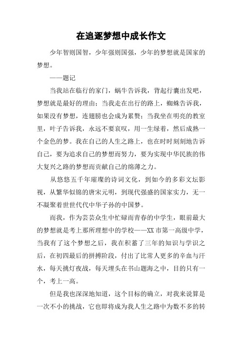 在追逐梦想中成长作文