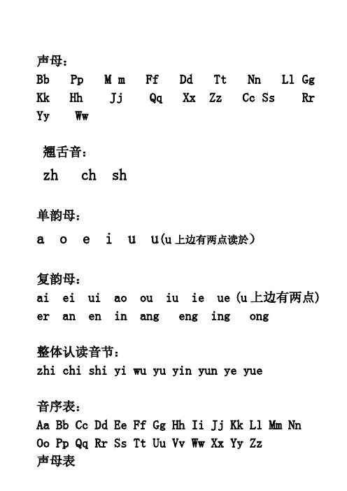 汉语拼音字母表_完整版_可A4打印