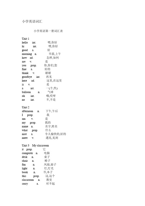 小学英语词汇