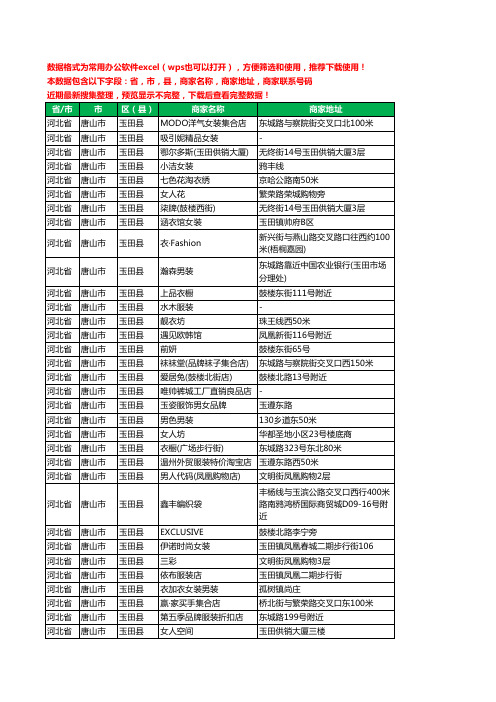 2020新版河北省唐山市玉田县服装工商企业公司商家名录名单黄页联系电话号码地址大全357家