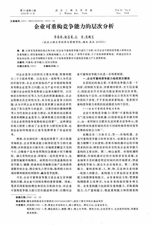企业可重构竞争能力的层次分析