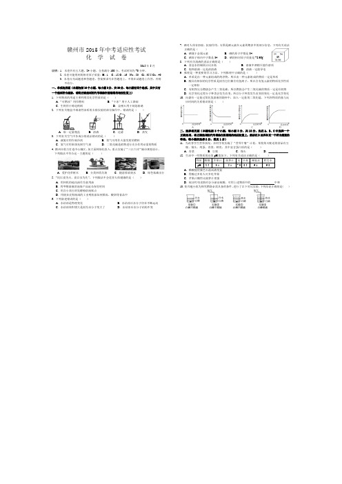 江西省赣州市2015中考适应性考试化学试题及答案