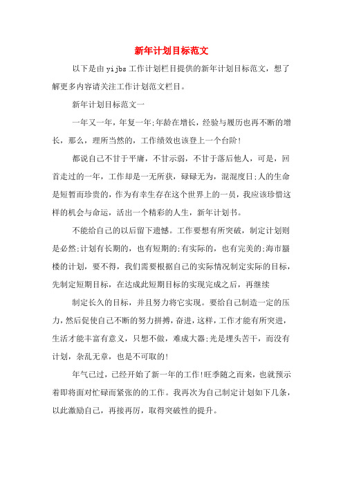 2020年新年计划目标范文