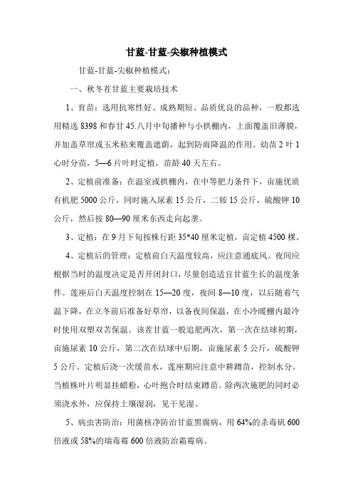 甘蓝-甘蓝-尖椒种植模式