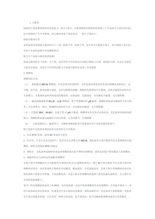 乳胶漆中主要原料的说明