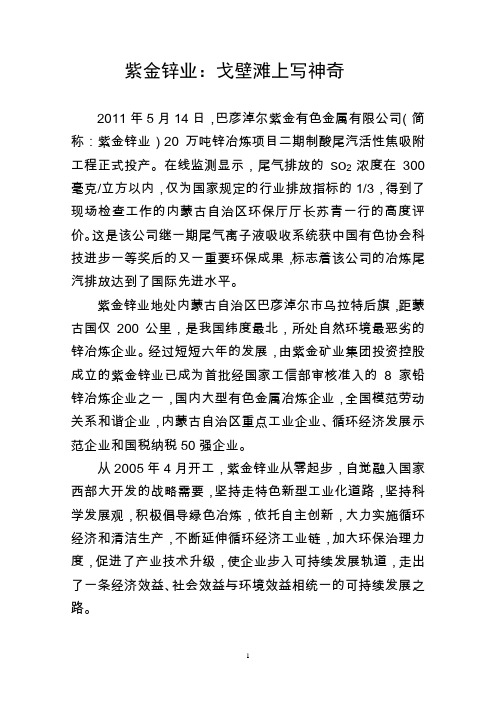 紫金锌业：戈壁滩上写神奇