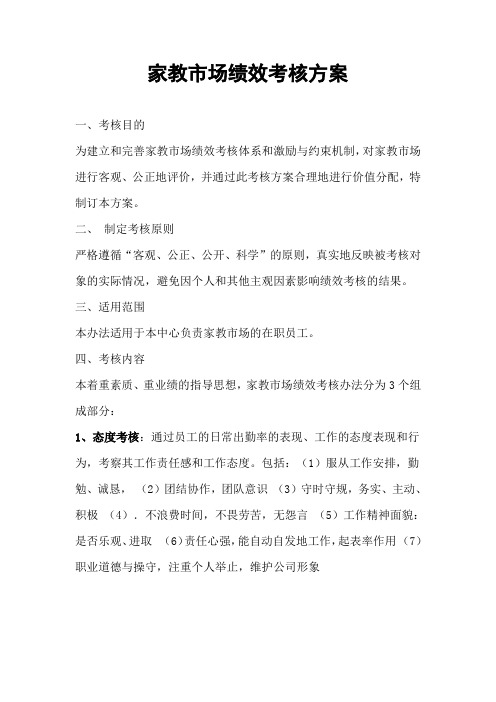 家教市场绩效考核方案