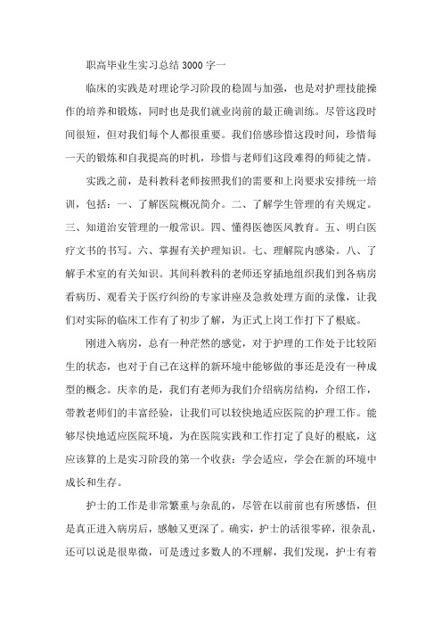 职高毕业生实习总结3000字精选