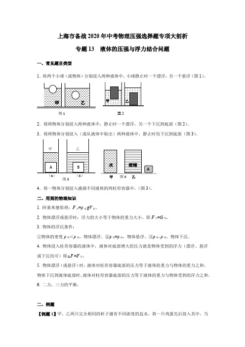 专题13 【压轴选择题】液体的压强与浮力结合问题(解析版)