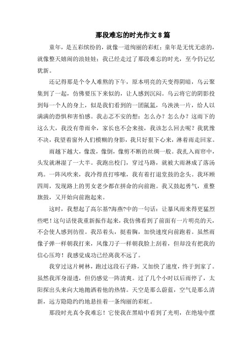 那段难忘的时光作文8篇精选