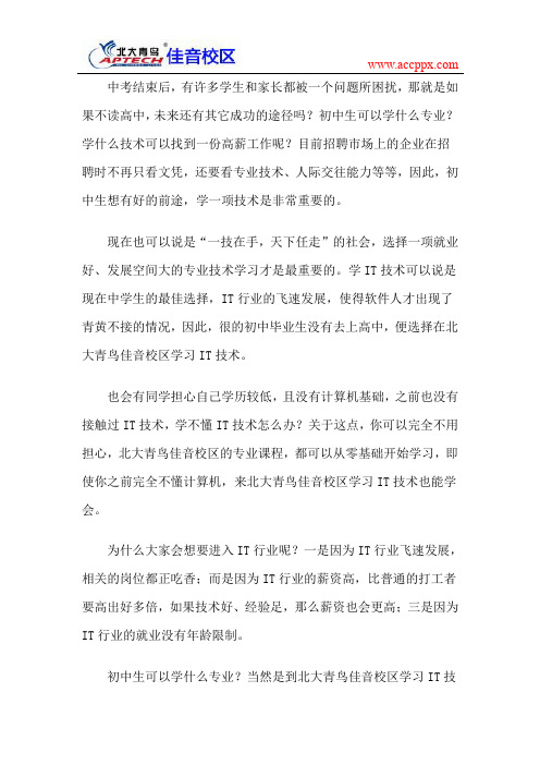 初中生可以学什么专业