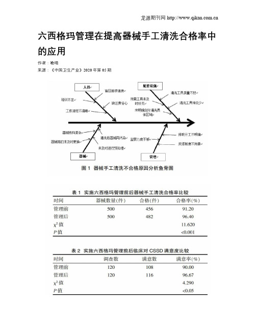 六西格玛管理在提高器械手工清洗合格率中的应用