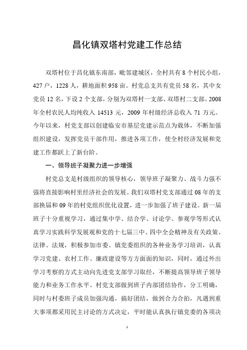 昌化镇双塔村党建工作总结