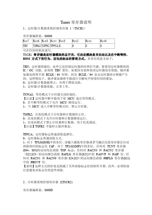 飞思卡尔单片机 DG128 Timer寄存器说明