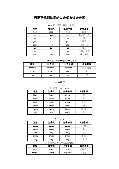 巧记不规则动词过去式和过去分词及各种时态讲解