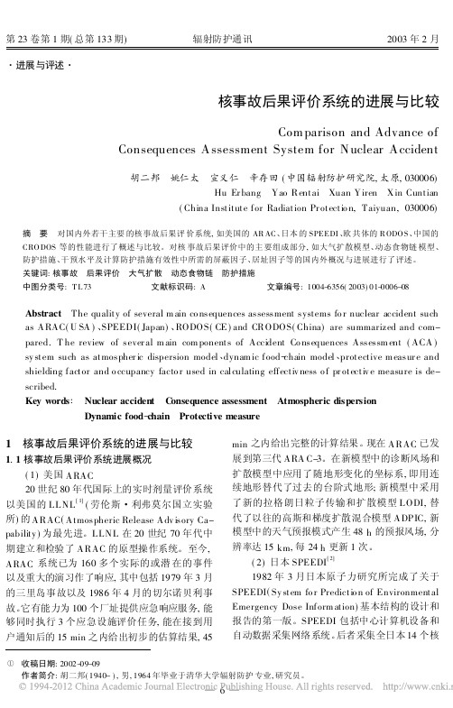 核事故后果评价系统的进展与比较