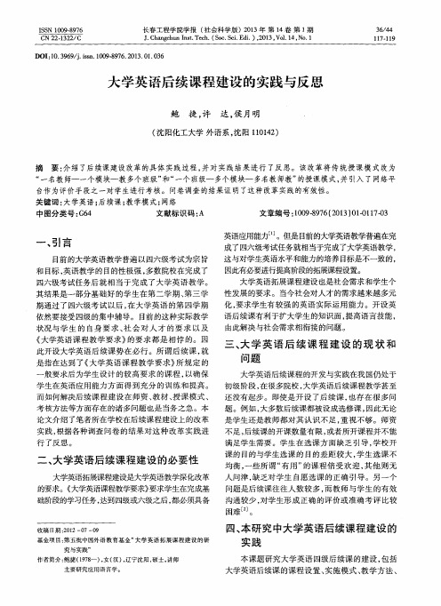 大学英语后续课程建设的实践与反思
