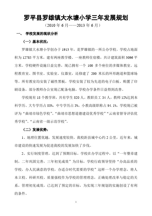 罗平县罗雄镇大水塘小学三年发展规划.doc