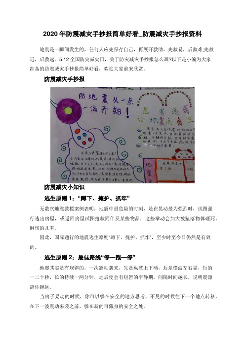 2020年防震减灾手抄报简单好看_防震减灾手抄报资料
