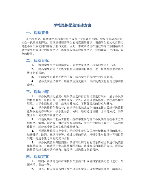 学校民族团结活动方案