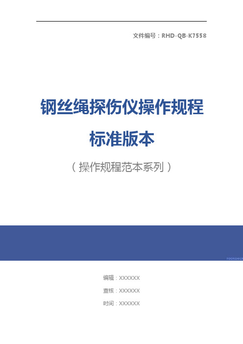 钢丝绳探伤仪操作规程标准版本