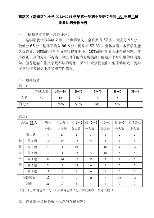 六二上语文质量分析
