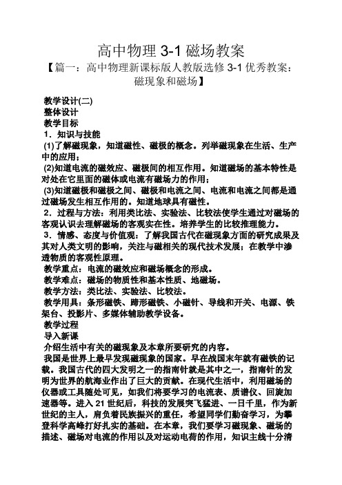 高中物理3-1磁场教案