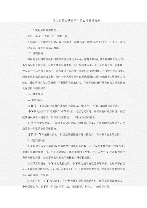 学习自信心缺损学生的心理辅导案例