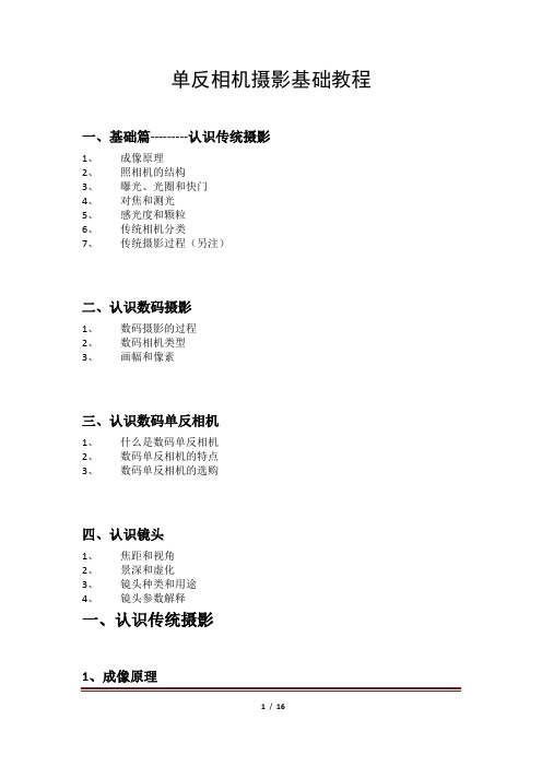 单反相机详细基础入门教程