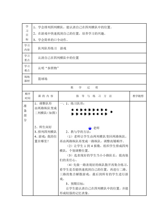队列队形练习  游戏