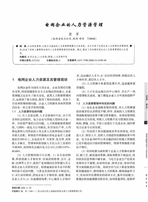 电网企业的人力资源管理