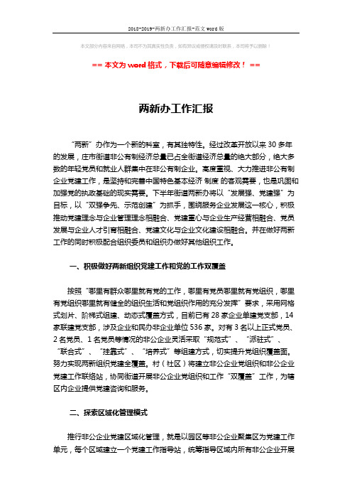 2018-2019-两新办工作汇报-范文word版 (3页)