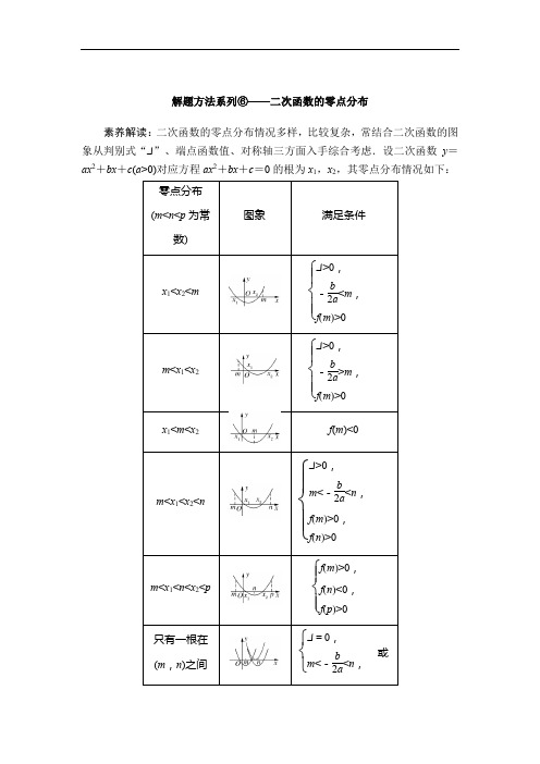 高中数学解题方法系列⑥——二次函数的零点分布