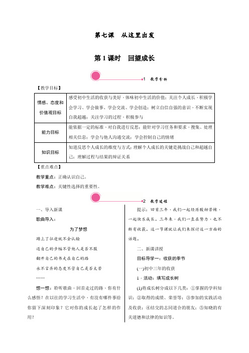 最新部编人教版九年级下册道德与法制《回望成长》精品教案