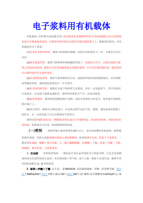 有机溶剂选择(电子浆料用)