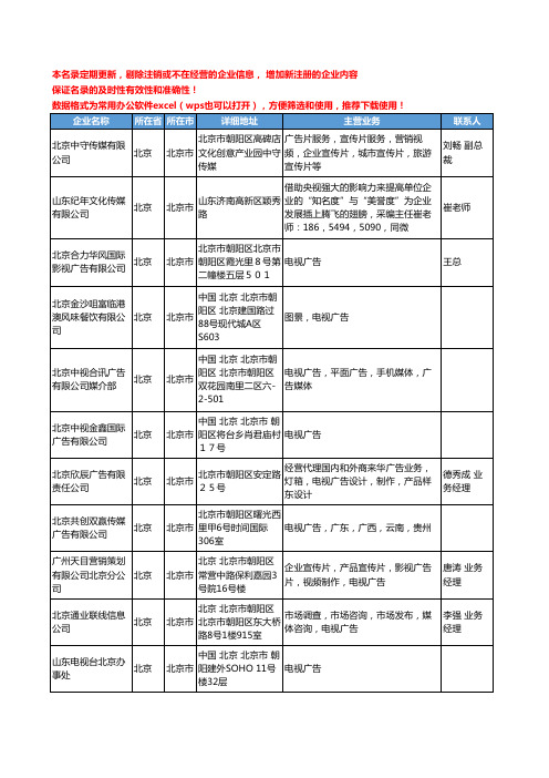 2020新版北京市电视广告工商企业公司名录名单黄页联系方式大全155家