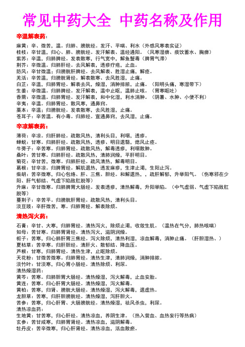 常见中药大全_中药名称及作用41325