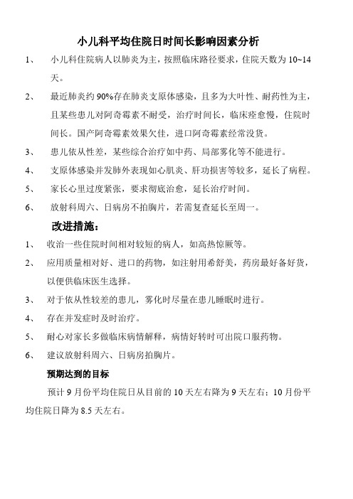 小儿科平均住院日时间长原因分析