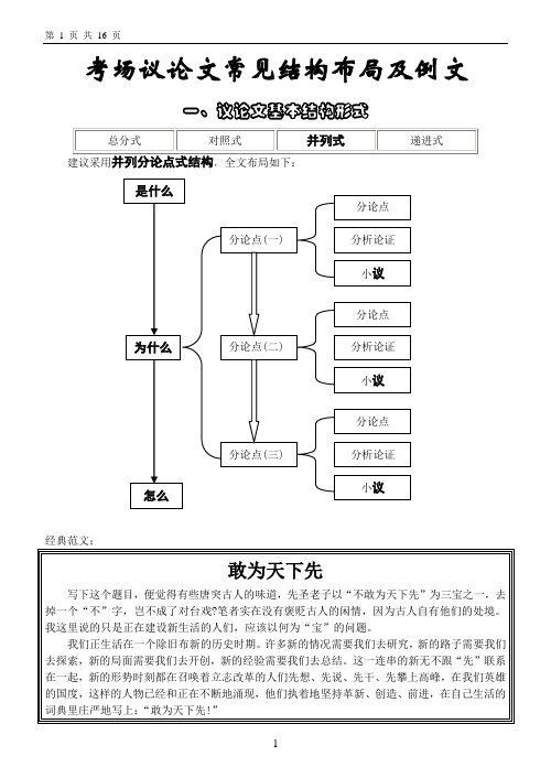 考场议论文常见结构布局及例文