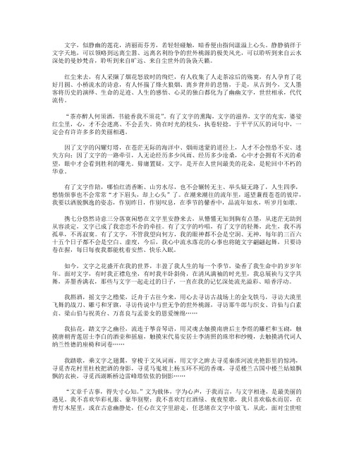 高分作文范文-携文字共舞,染墨香满衣