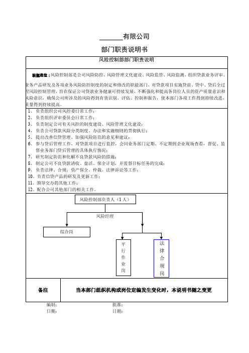 风险控制部部门职责说明