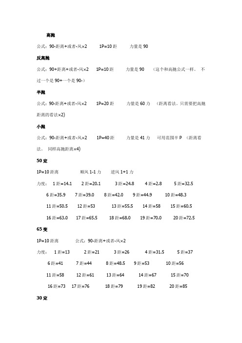 弹弹堂各种角度公式