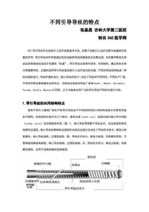 不同导引导丝的特点 张基昌 吉林大学第二医院