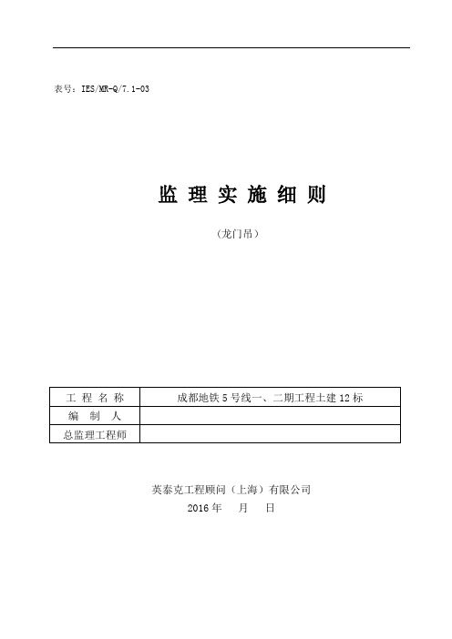 龙门吊细则