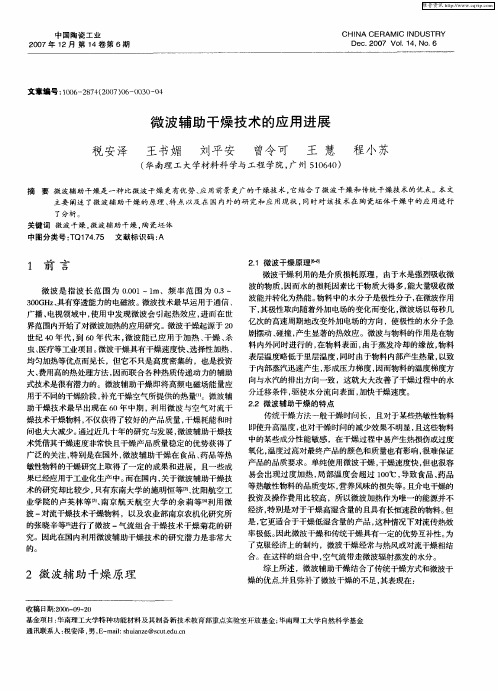 微波辅助干燥技术的应用进展