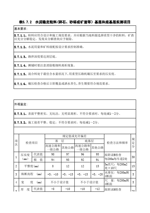 5.7 水泥稳定粒料基层和底基层实测项目