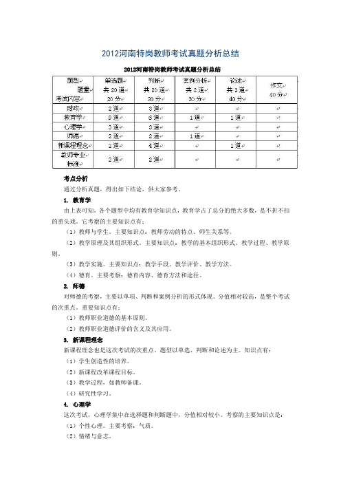河南特岗教师历年真题