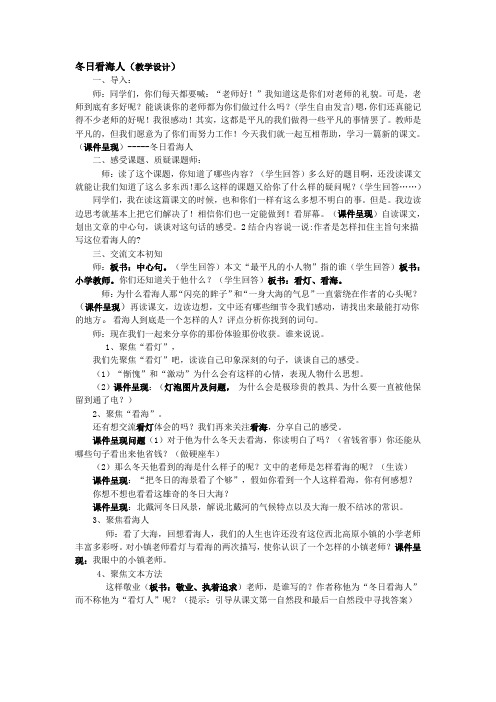 冬日看海人教学设计
