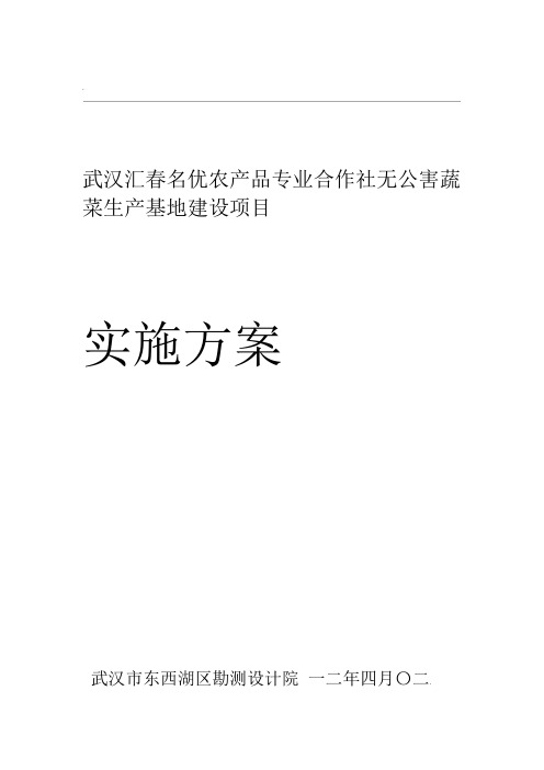 无公害蔬菜基地建设实施计划方案
