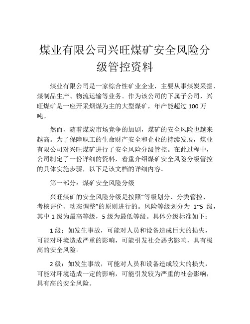 煤业有限公司兴旺煤矿安全风险分级管控资料